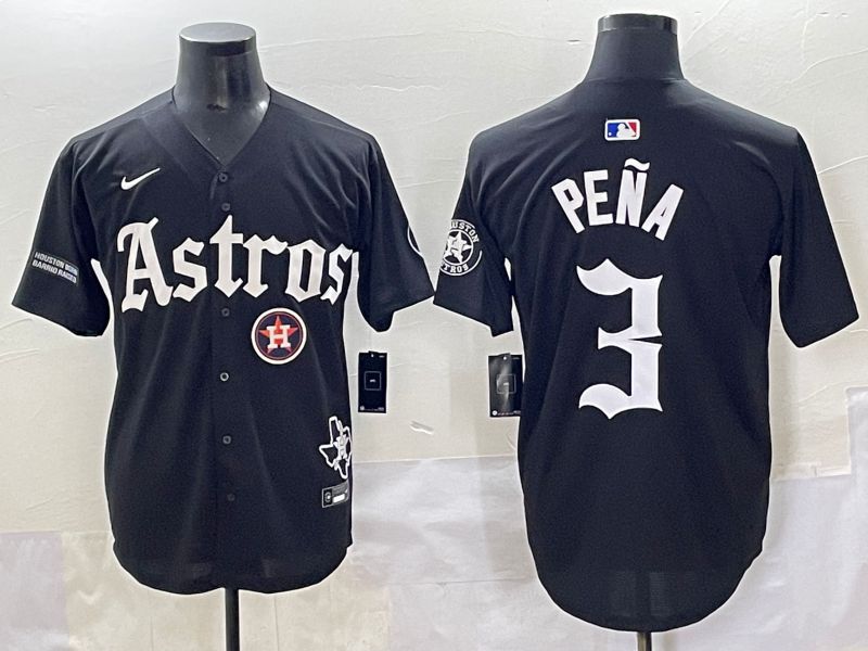 Men 2025 Houston Astros #3 Pena Black Five generations Joint Name Nike MLB Jersey style 24->houston astros->MLB Jersey